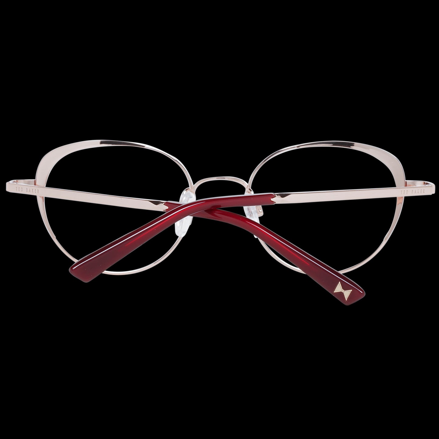 TED BAKER MOD. TB2274 48205 glasses for ladies, burgundy and gold design, back view showcasing stylish fashion eyewear.