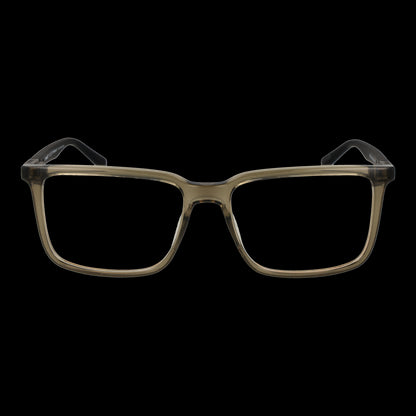 Front view of TIMBERLAND MOD. TB1740 54096 eyeglasses for gents, featuring a sleek rectangular design with transparent brown frames.
