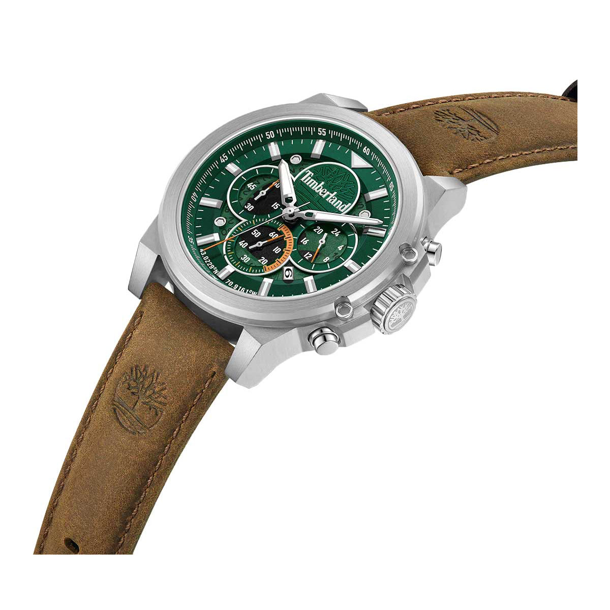 TIMBERLAND Mod. FAST STRIKE watch with green dial and brown leather strap.