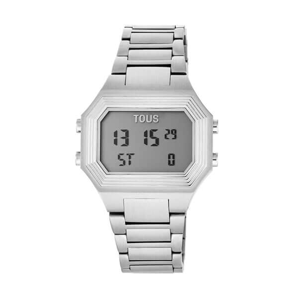 TOUS WATCHES Mod. 200351027 in silver with digital display and metal strap, showcasing sleek and modern design.