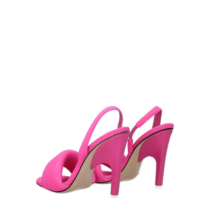 The Attico Pink Fabric Stiletto Heel Sandals with open toe and high 10.5 cm heels, stylish casual wear with leather sole.