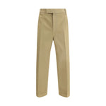 Thom Browne Cotton Pants with straight-leg cut, high waist, and tricolor patch, showcasing refined silhouette and stylish design.