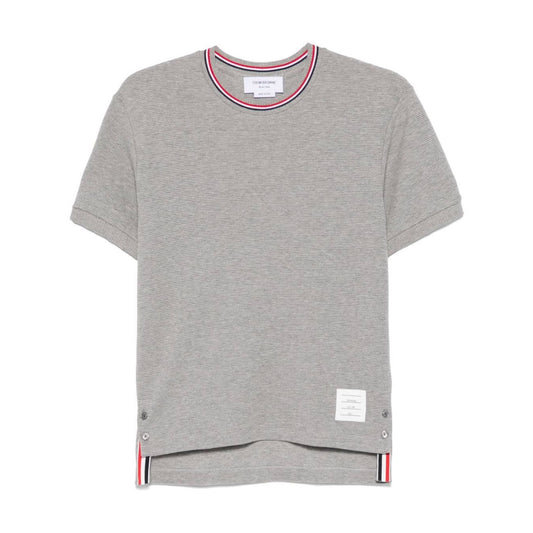 Thom Browne T-shirts and Polos Light Grey with logo patch, stripe detailing, and grosgrain side tabs.