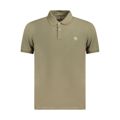 Timberland Green Cotton Polo Shirt, slim fit, short sleeves, 2 buttons, with embroidered logo.