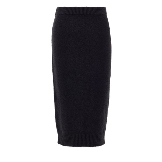 Tom Ford Black Cotton Skirt with elasticated waistband, below-knee length, cashmere blend, soft-touch fabric for elegant looks.