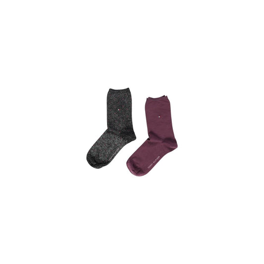 Tommy Hilfiger Black Cotton Sock from Fall/Winter collection, women's socks made with 69% cotton, 30% polyamide, and 1% elastane.