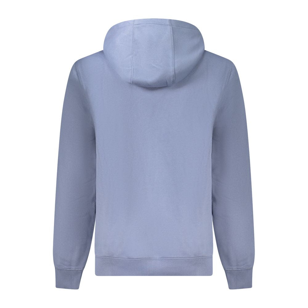 Tommy Hilfiger Blue Cotton Men Sweater, back view, showcasing hoodie design and sustainable material blend.