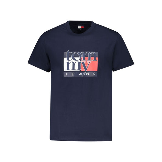 Tommy Hilfiger Blue Cotton Men T-Shirt featuring short sleeves and iconic logo.