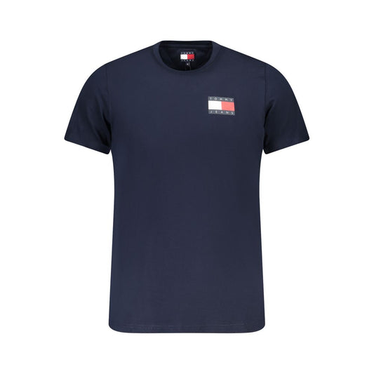 Tommy Hilfiger Blue Cotton Men T-Shirt with logo and crew neck design.