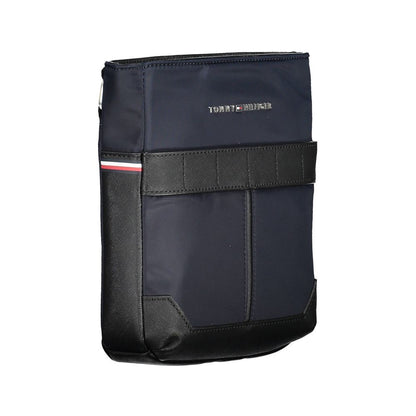 Tommy Hilfiger Blue Polyester Men Shoulder Bag with logo and adjustable strap, eco-friendly material, refined style