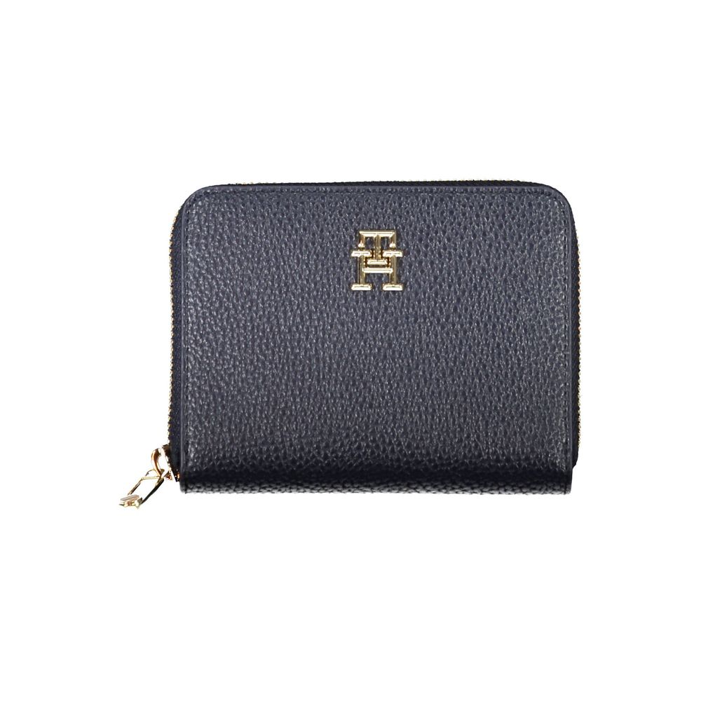 Tommy Hilfiger Blue Polyethylene Women Wallet with multiple compartments and iconic logo design.