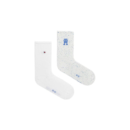 Pair of Tommy Hilfiger Blue Viscose Socks showcasing monogram design and comfortable fit for everyday wear, made with viscose blend.