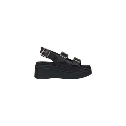Tommy Hilfiger Jeans Black Leather Platform Sandals Tommy Hilfiger Jeans