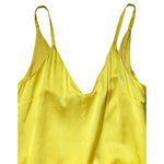 Tonello Yellow Silk Satin Slip Maxi Spaghetti Strap Maxi Dress with V-neckline on a white background