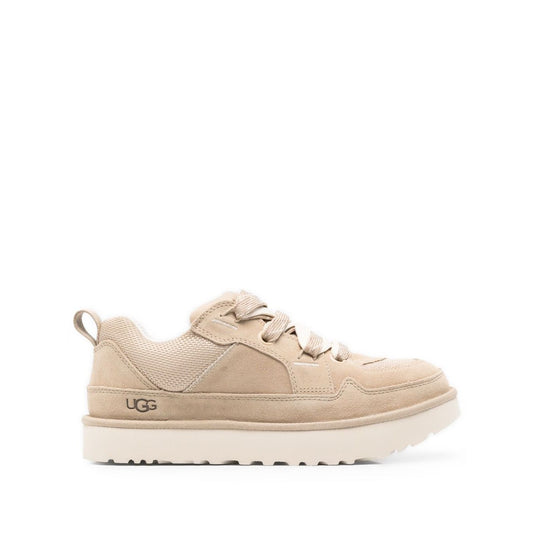 UGG Australia Sneakers Beige with lace-up fastening, pull-tab, rubber sole, debossed logo, Lowmel design, 0.8-inch platform