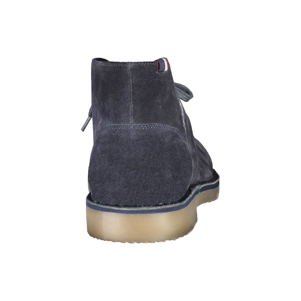 Back view of U.S. POLO ASSN. Blue Leather Mens Ankle Boot showcasing design and craftsmanship.