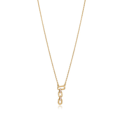 Elegant gold necklace with unique pendant design, featuring minimalistic chain, perfect for adding sophistication to any outfit.