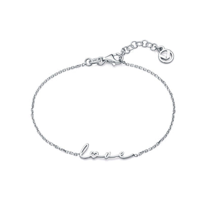 Elegant silver bracelet with 'love' script, VICEROY JEWELS Mod. 1336P000-00, designed for ladies, featuring a delicate chain design.