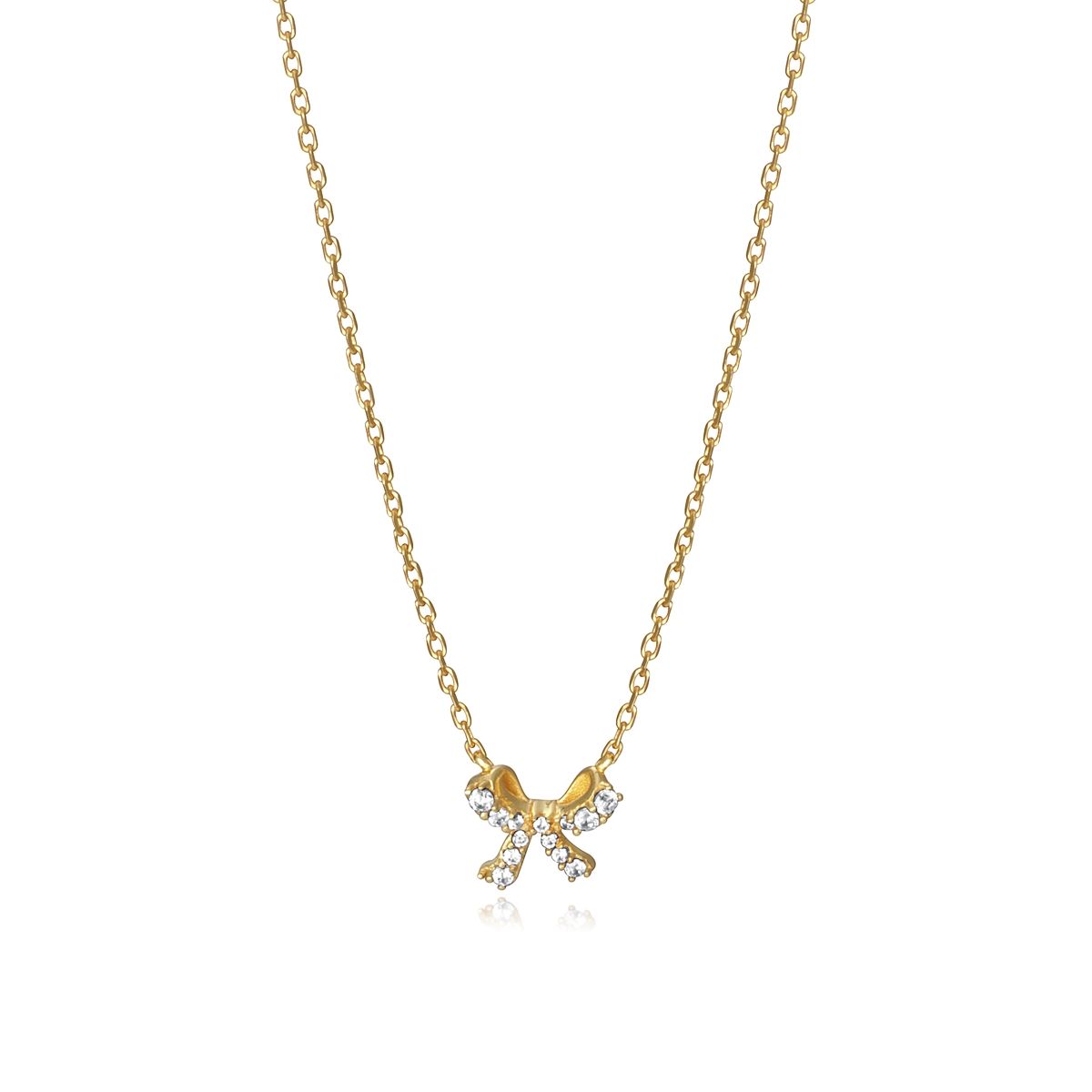 Gold necklace with a bow design featuring small gemstones, representing VICEROY JEWELS Mod. 61078C100-36 for ladies.