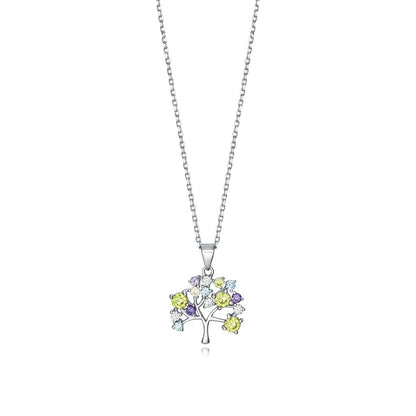 VICEROY JEWELS Mod. 85029C000-39 elegant lady's necklace, silver 925°, featuring a tree-shaped pendant with colorful stones.