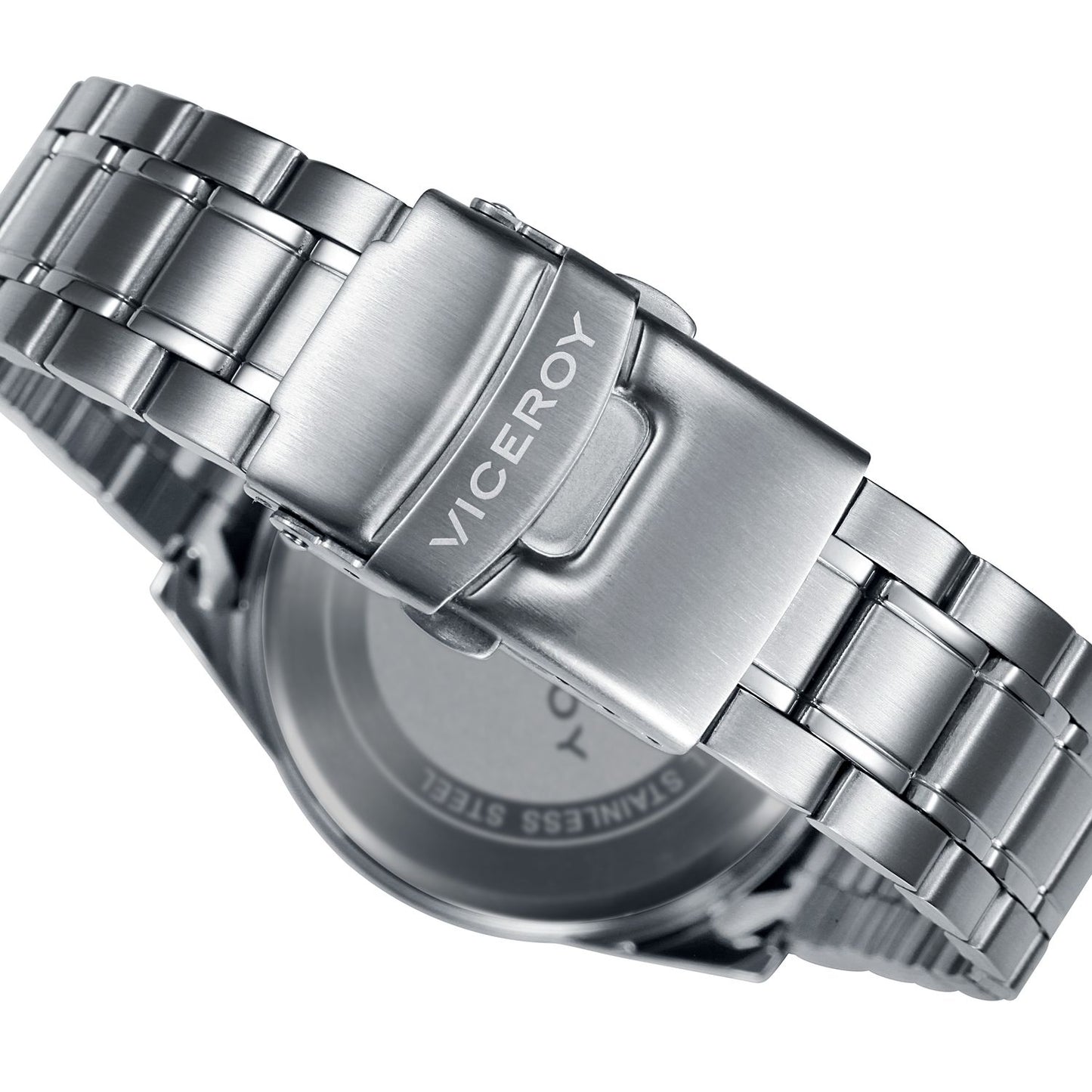 Stainless steel bracelet of VICEROY Mod. 401017-37 watch with quartz analog movement and chronograph function for gentlemen.