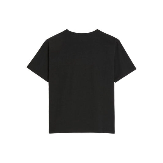 Back view of Valentino Cotton T-Shirt With Le Chat De La Maison Print in black, featuring a crew neck design and short sleeves.