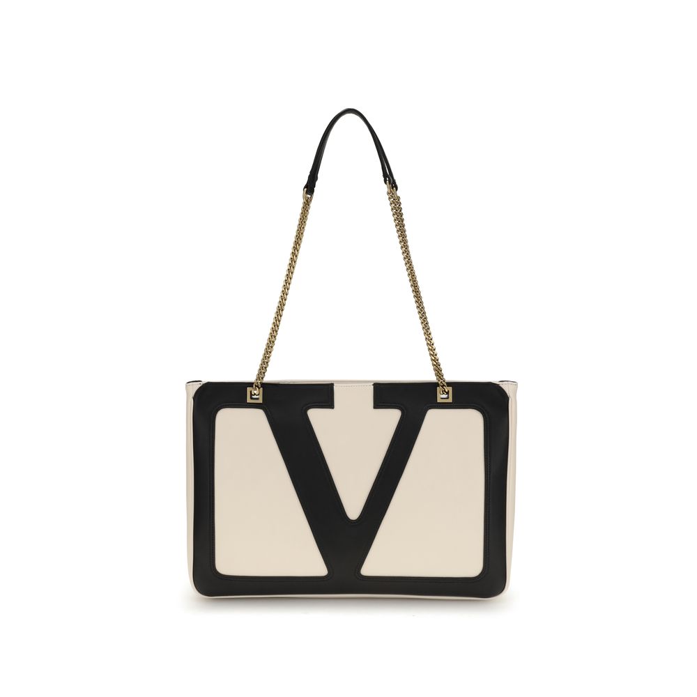 Valentino Garavani Cream Calf Leather Bos Taurus Shoulder Bag
