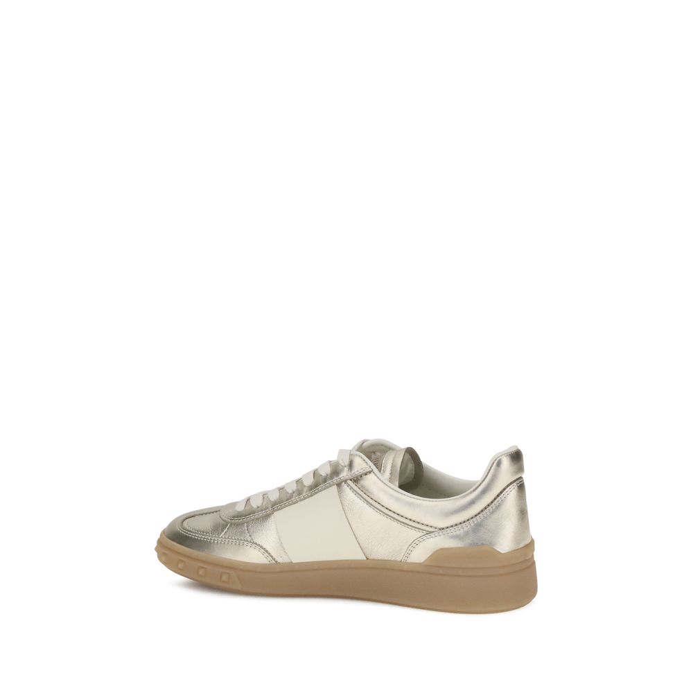 Valentino Garavani Gold Calf Leather Bos Taurus Low Top Sneakers