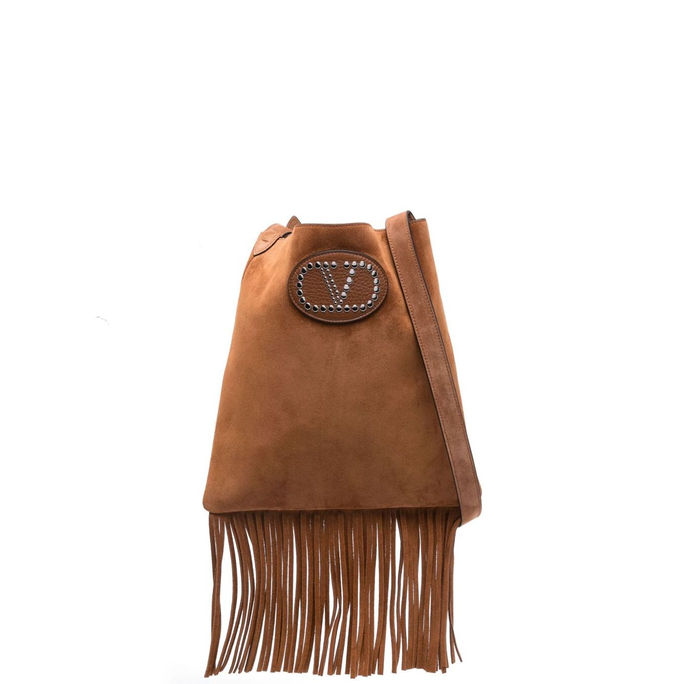 Valentino Garavani Nellcôte Suede Shoulder Bag With Fringes