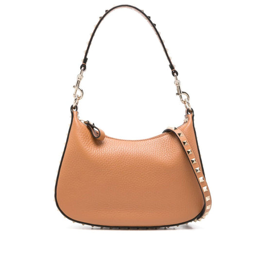Valentino Garavani Rockstud Hobo In Pomegranate Calfskin Shoulder