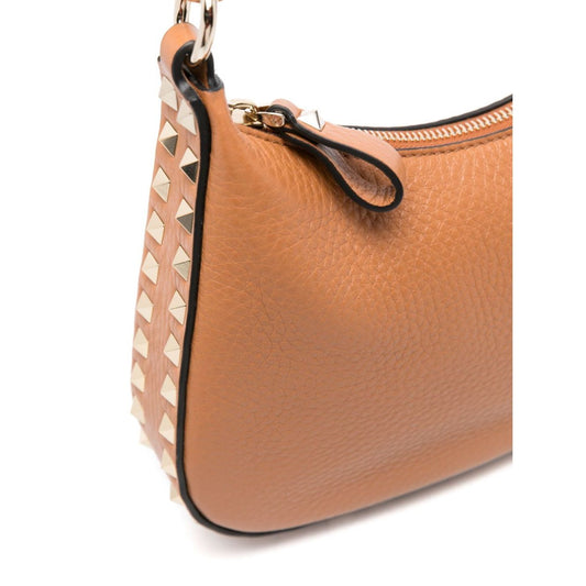 Valentino Garavani Rockstud Hobo In Pomegranate Calfskin Shoulder