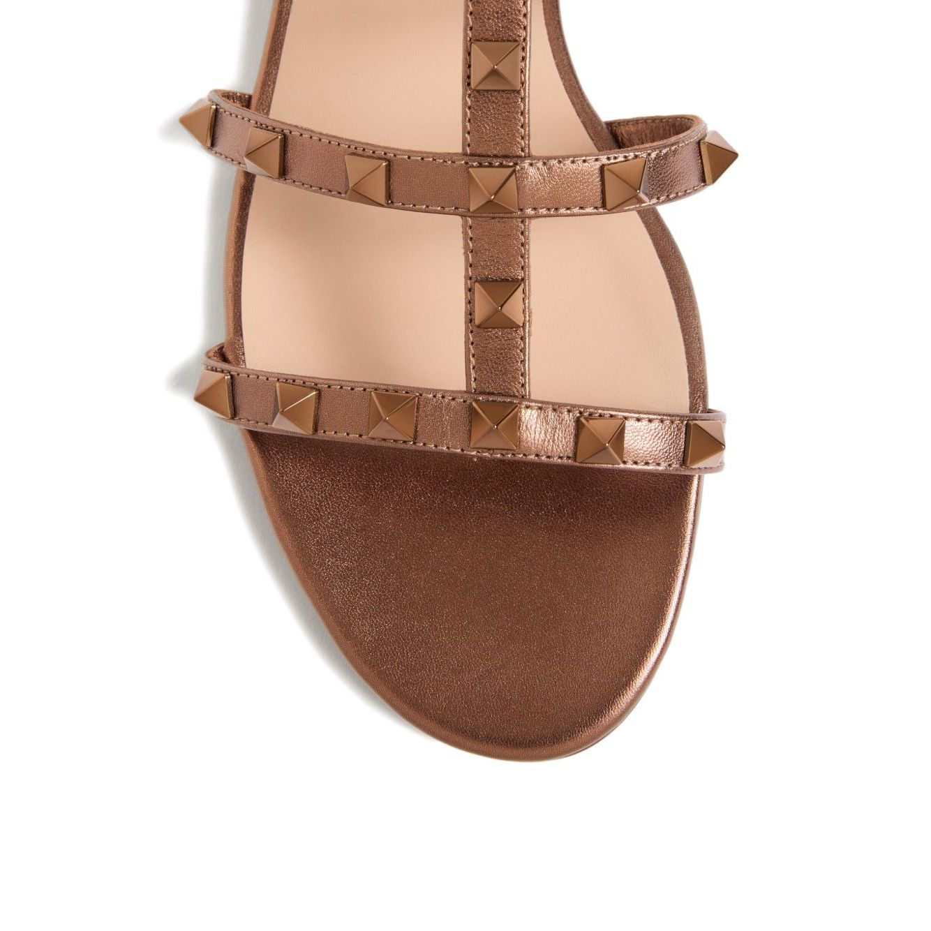 Valentino Garavani Rockstud Low Slide Sandal in Laminated Nappa Leather