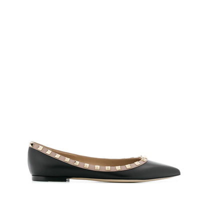 Valentino Garavani Rockstud Patent Leather Ballerina Flat Shoes