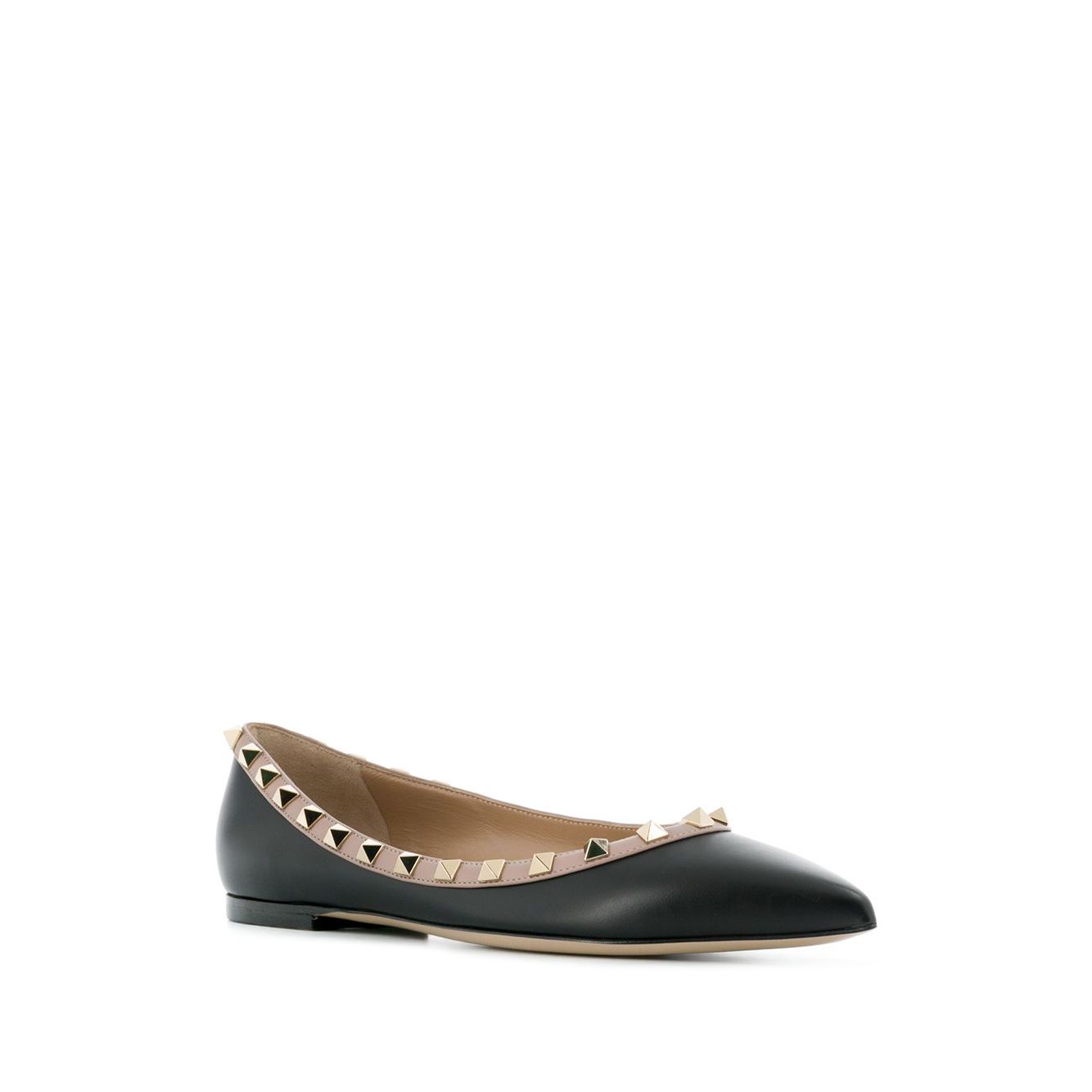 Valentino Garavani Rockstud Patent Leather Ballerina Flat Shoes