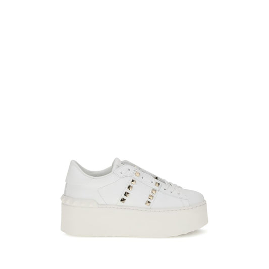 Valentino Garavani White Calf Leather Bos Taurus Platform Sneakers Valentino Garavani
