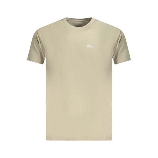 Vans Beige Cotton Men T-Shirt with crew neck and short sleeves, featuring a classic fit and iconic Vans logo design.