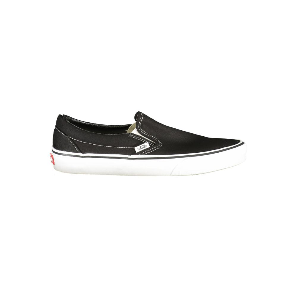 Vans Black Polyester Men Sneaker featuring slip-on design and contrasting details, ideal for skateboarding and casual wear.
