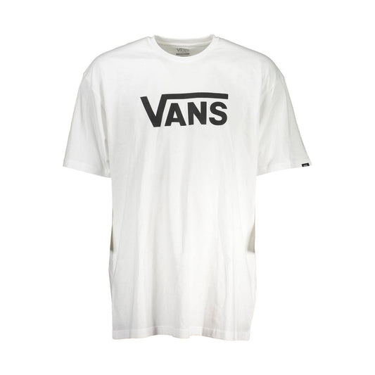 Vans White Cotton Men T-Shirt with iconic logo, skater style, crew neck, breathable cotton, perfect for casual wear and adventures.