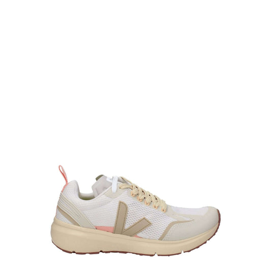 Veja Beige Fabric Athletic Sneakers with front and side logo, lace-up closure, rubber sole, 4cm heel, round toe, street style.