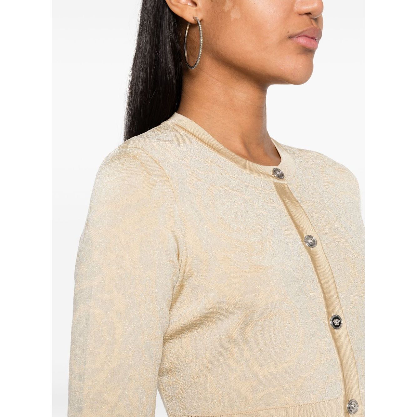 Versace Barocco lurex cropped cardigan