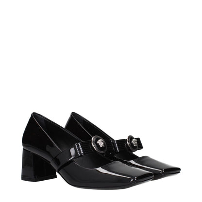 Versace Black Leather Mid Heel Pumps