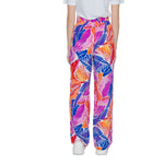 Vila Clothes Multicolor Viscose Pant with tropical leaf print, flowing silhouette, and high waist for a lively and sophisticated look.