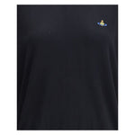 Vivienne Westwood Alex Sweater with Orb embroidery on chest, black cotton-cashmere blend, ribbed crew neck.