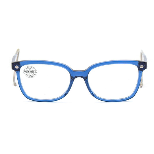 Vuarnet Blue Acetate Frames for women, featuring 50/14/110 mm dimensions. Stylish optique glasses ideal for fashion-forward individuals.