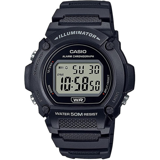 CASIO TIMELESS COLLECTION Mod. SPORT- ILLUMINATOR WR 50M, ALARM, CHRONOGRAPH - BLACK