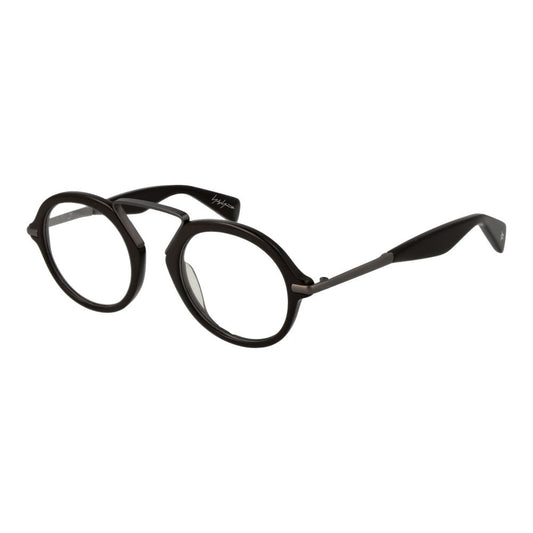 Yohji Yamamoto Brown Plastic Glasses (Frames) for men, round style, full-rim, 49-23-140 size, brown plastic frame, demo lenses included