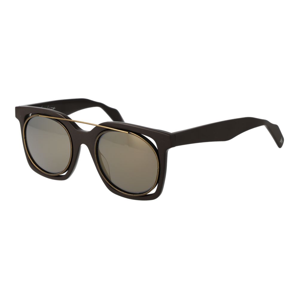 Yohji Yamamoto Brown Unisex Sunglass, mirrored lenses, full-rim browline design, 100% UVA & UVB protection.