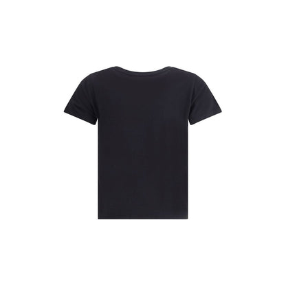 Zadig & Voltaire Black Cotton T-Shirt with ribbed crew neck and contrasting logo, back view, perfect for casual style, AW25 collection.