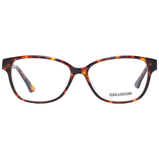 Zadig & Voltaire Brown Unisex Glasses Frame, full-rim, rectangle, plastic, 54-15-140 dimensions, demo lenses, branded case included.
