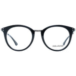 Zadig & Voltaire Chic Round Full-Rim Unisex Designer Glasses in black with a harmonized metal and plastic design, front view.